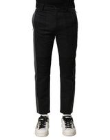 Dolce & Gabbana Black Gray Cotton Tapered Men Pants