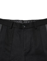 Dolce & Gabbana Black Gray Cotton Tapered Men Pants