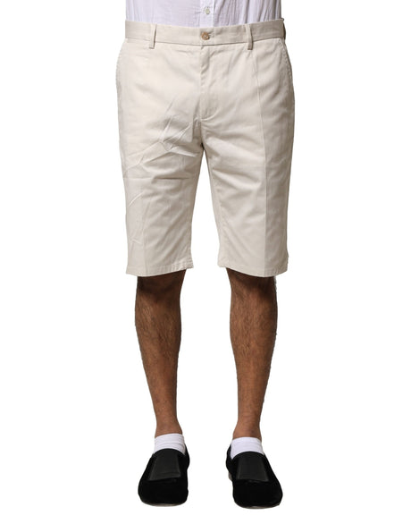 Dolce & Gabbana Beige Cotton Stretch Mid Waist Bermuda Shorts