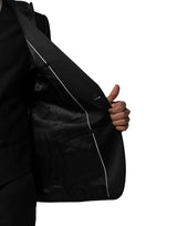 Dolce & Gabbana Black Wool 3 Piece Single Breasted Suit