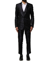 Dolce & Gabbana Black Jacquard 3 Piece Single Breasted Suit