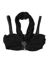 Dolce & Gabbana Black Cropped Viscose Halter Bustier Top