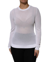 Dolce & Gabbana White Round Neck Long Sleeves Pullover Top