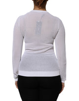 Dolce & Gabbana White Round Neck Long Sleeves Pullover Top
