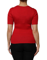 Dolce & Gabbana Red Round Neck Short Sleeves Pullover Top