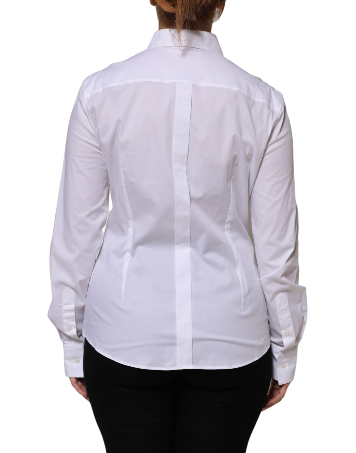 Dolce & Gabbana White Cotton Collared Long Sleeves Shirt Top