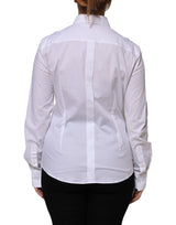 Dolce & Gabbana White Cotton Collared Long Sleeves Shirt Top