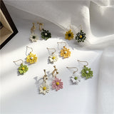 Asymmetrical Daisy Earrings - Korean Minimalist Style