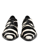 Dolce & Gabbana Black White Zebra Pony Fur Dress Shoes