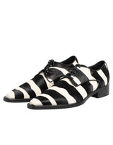 Dolce & Gabbana Black White Zebra Pony Fur Dress Shoes