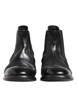 Dolce & Gabbana Black Leather Ankle Boots Slip On Shoes
