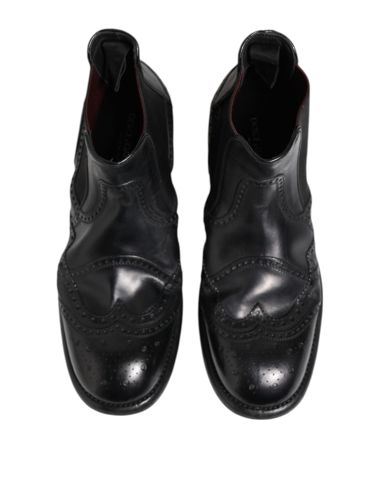 Dolce & Gabbana Black Leather Ankle Boots Slip On Shoes