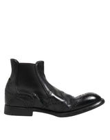 Dolce & Gabbana Black Leather Ankle Boots Slip On Shoes
