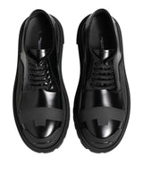 Dolce & Gabbana Black Patent Leather Trekking Derby Shoes