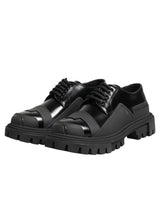 Dolce & Gabbana Black Patent Leather Trekking Derby Shoes