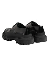 Dolce & Gabbana Black Patent Leather Trekking Derby Shoes