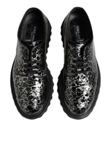 Dolce & Gabbana Black White Calfskin Chunky Derby Shoes
