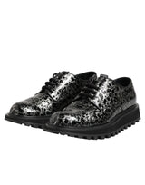 Dolce & Gabbana Black White Calfskin Chunky Derby Shoes