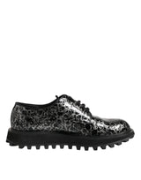 Dolce & Gabbana Black White Calfskin Chunky Derby Shoes