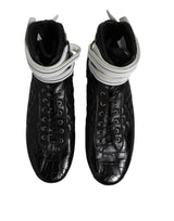Dolce & Gabbana Black Quilted Leather Lace Up Sneakers Shoes