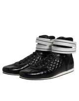 Dolce & Gabbana Black Quilted Leather Lace Up Sneakers Shoes