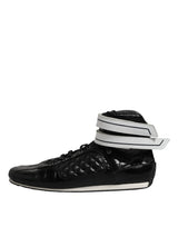 Dolce & Gabbana Black Quilted Leather Lace Up Sneakers Shoes
