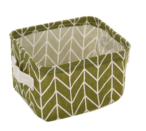 Desktop Makeup Organizer Storage Box with Linen Basket