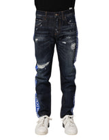 Dolce & Gabbana Dark Blue Tattered Skinny Denim Jeans
