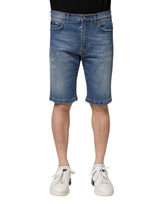 Dolce & Gabbana Blue Cotton Stretch Men Denim Bermuda Shorts