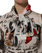 Dolce & Gabbana Multicolor Animal Print Silk Ascot Maxi Dress