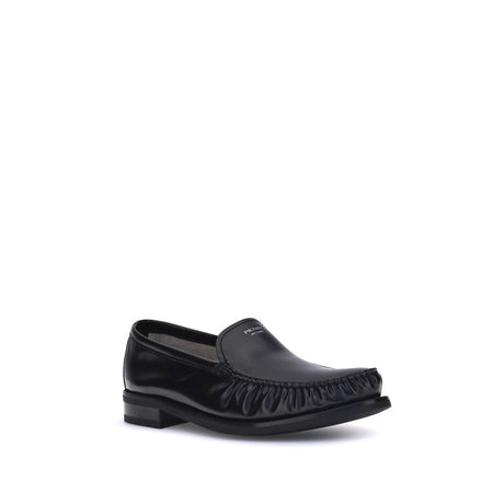 Prada Black Calf Leather Bos Taurus Slip-On Loafers