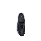 Prada Black Calf Leather Bos Taurus Slip-On Loafers