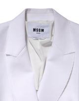 MSGM White Polyester Long Sleeves Ruffled Wrap Jacket