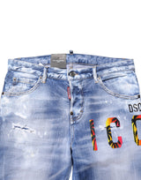 Dsquared² Blue Washed Cotton Mid Waist Skinny Denim Jeans