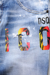 Dsquared² Blue Washed Cotton Mid Waist Skinny Denim Jeans