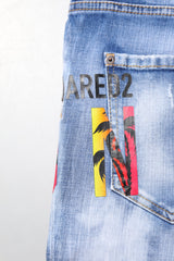 Dsquared² Blue Washed Cotton Mid Waist Skinny Denim Jeans