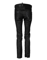 Dsquared² Black Washed Cotton Mid Waist Skinny Jeans