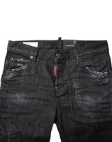 Dsquared² Black Washed Cotton Mid Waist Skinny Jeans