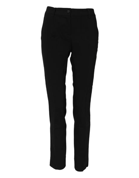 Dolce & Gabbana Black Wool Mid Waisted Tapered Dress Pants