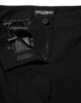 Dolce & Gabbana Black Wool Mid Waisted Tapered Dress Pants