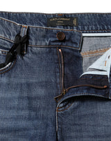 Dolce & Gabbana Blue Cotton Tattered Boyfriend Denim Jeans