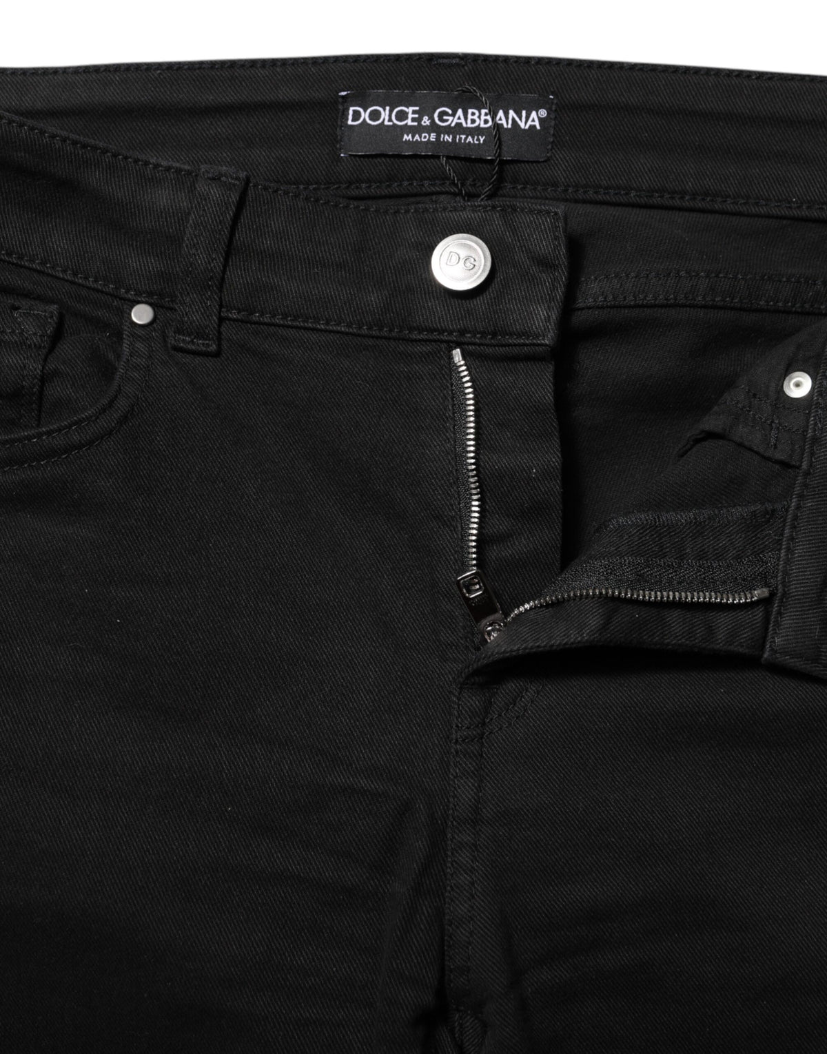 Dolce & Gabbana Black Cotton Skinny Mid Waisted Denim Jeans