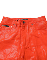 Dolce & Gabbana Orange Cotton High Waisted Denim Jeans