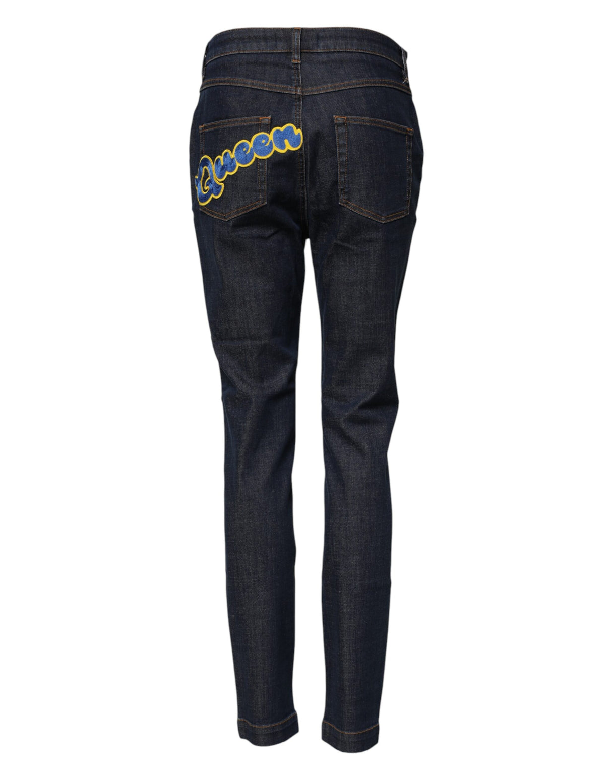 Dolce & Gabbana Blue Queen Patch AUDREY Mid Waist Denim Jeans