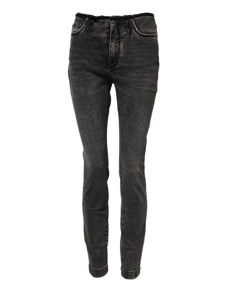Dolce & Gabbana Gray Skinny Cotton Mid Waisted Denim Jeans
