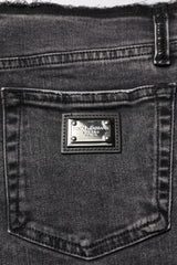 Dolce & Gabbana Gray Skinny Cotton Mid Waisted Denim Jeans