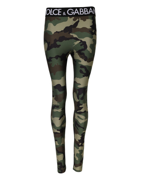 Dolce & Gabbana Multicolor Camouflage DG Waist Leggings Pants