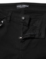 Dolce & Gabbana Black Cotton Skinny Mid Waisted Denim Jeans