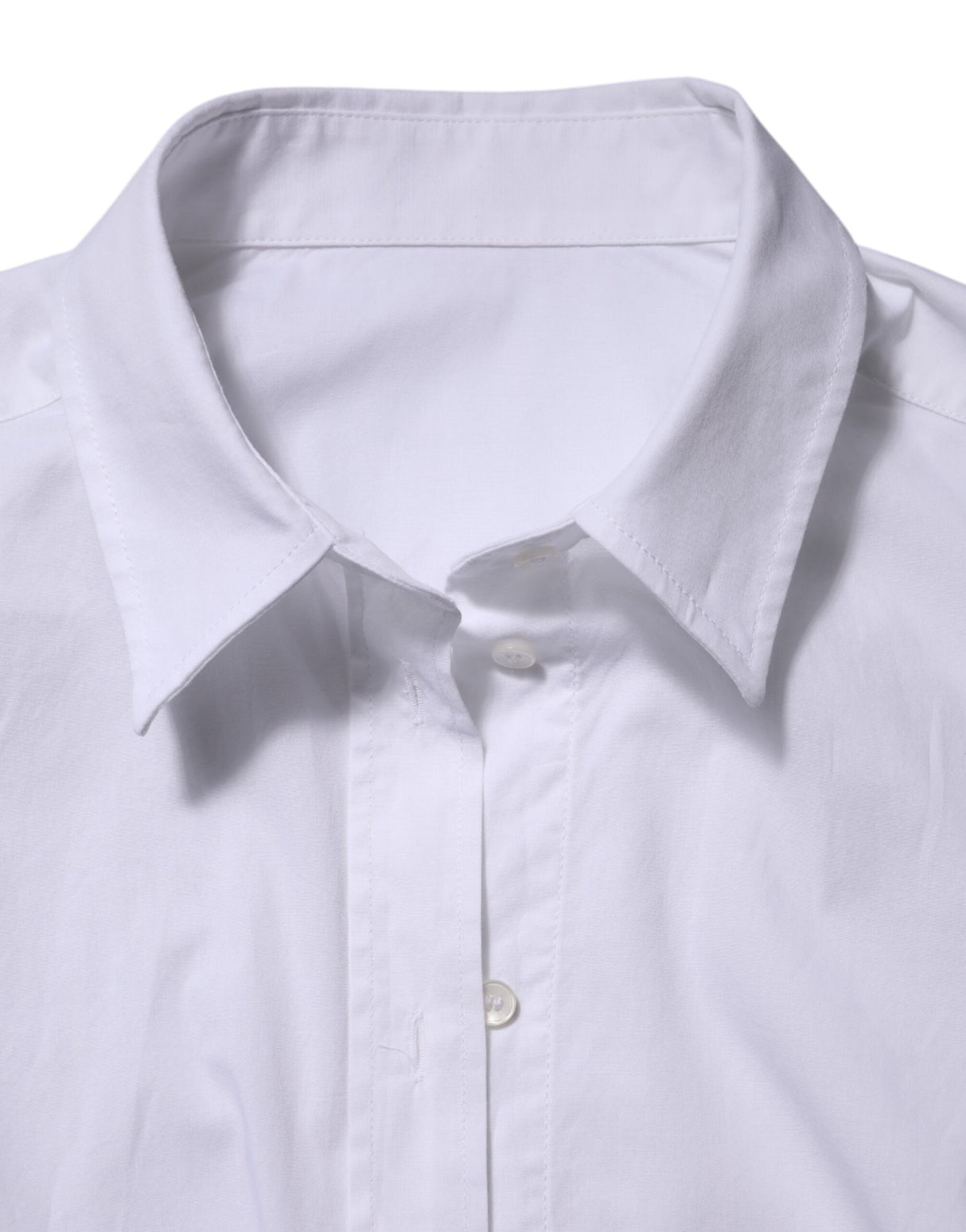Dolce & Gabbana White Cotton Long Sleeves Collared Top Shirt