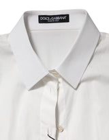 Dolce & Gabbana White Cotton Short Sleeves Collared Top Shirt